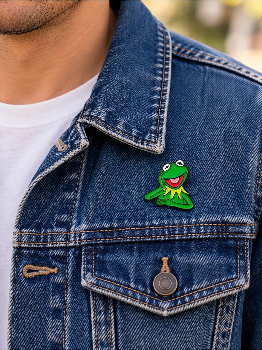 Kermit the Frog Enamel Pin Muppets Green Cartoon Lapel Pin 1” NWT